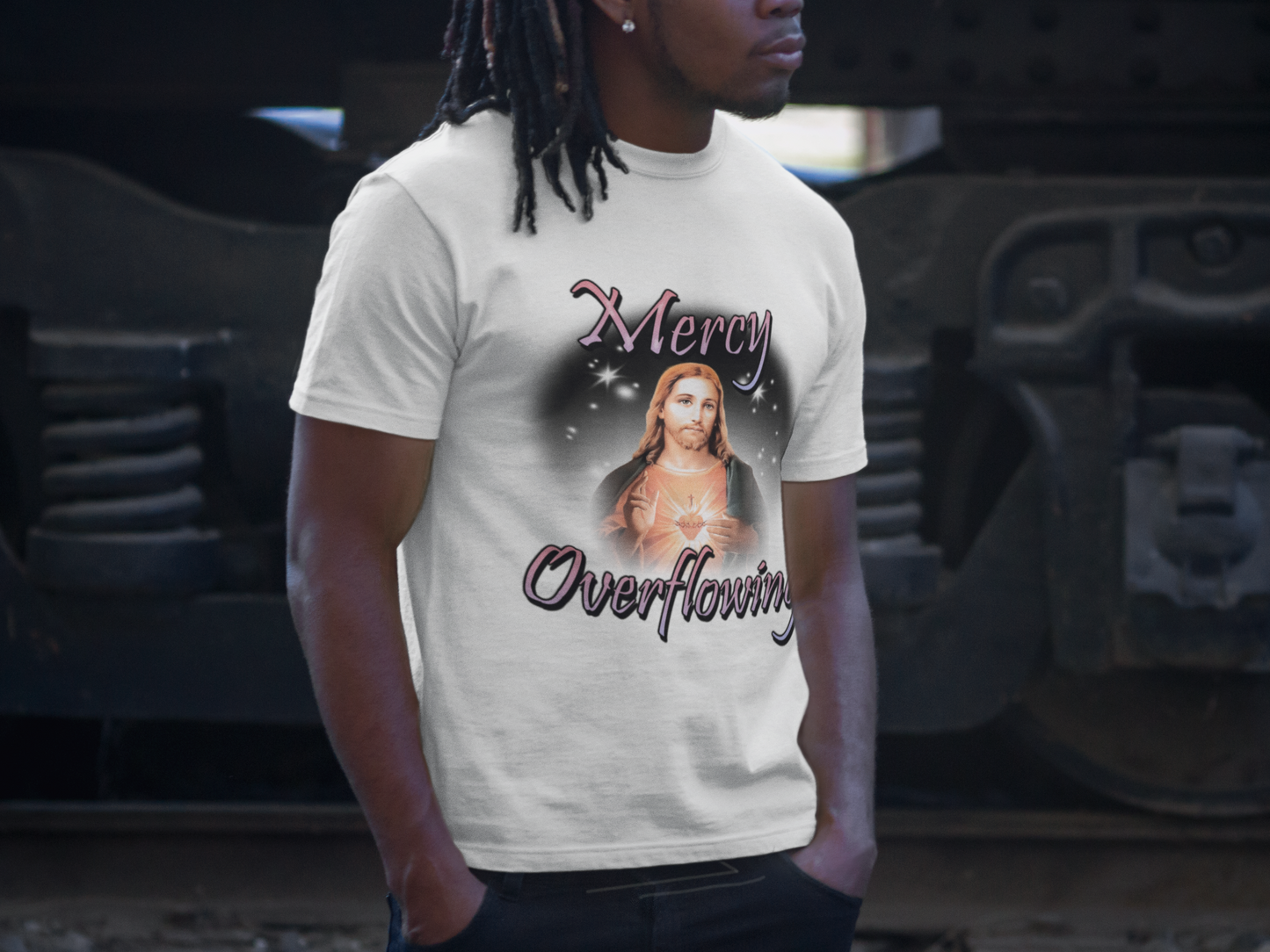 Mercy Overflowing Unisex Heavy Cotton Tee - Faith-Inspired Graphic Tee