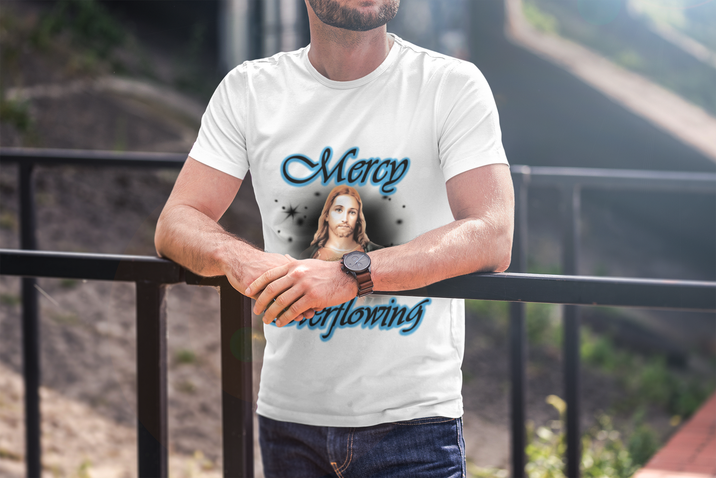 Mercy Overflowing Unisex Heavy Cotton Tee - Faith-Inspired Graphic Tee