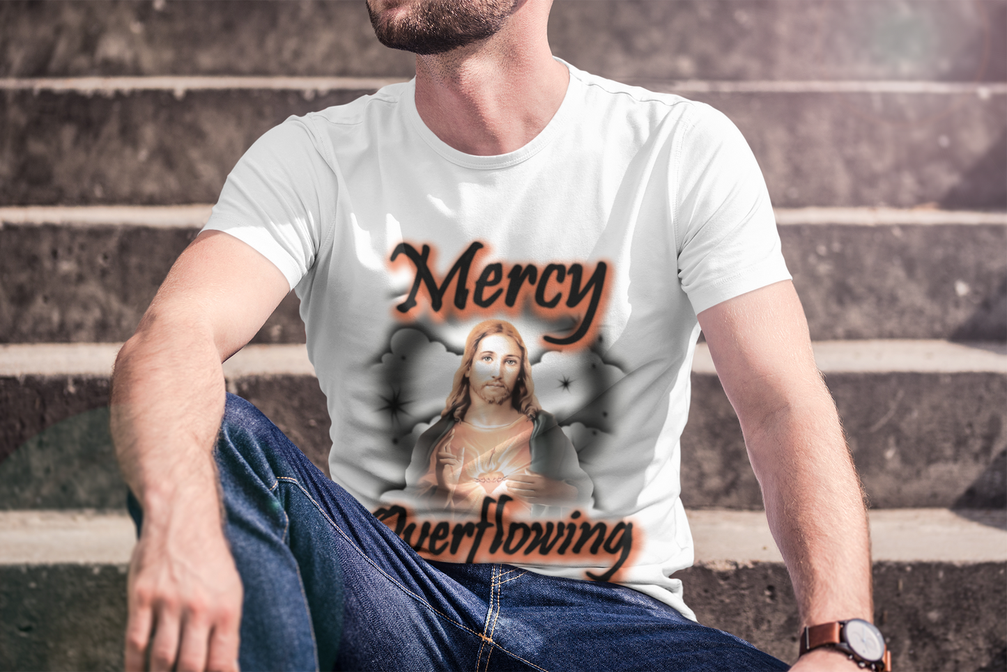 Mercy Overflowing Unisex Heavy Cotton Tee - Faith-Inspired Graphic Tee